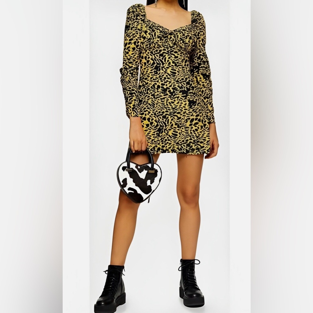 TOPSHOP Dress | NWT | Yellow & Black Animal Print | Size: US 6